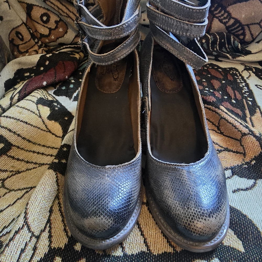 FREEBIRD Randi Reptile Snake Pewter Gray Heeled Leather Shoes - Size 10 NEW FIRM - Picture 8 of 15